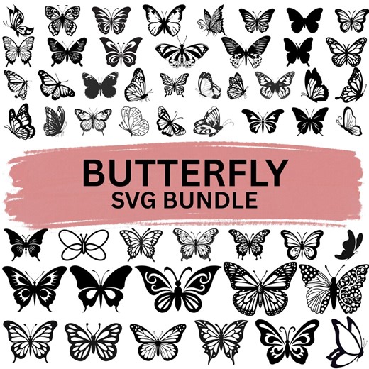 Butterfly SVG Cut Files Bundle, Silhouette Designs (Digital Download)