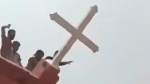 Videos on social media showed mobs attacking churches and homes in the Christian community in Punjab province’s Jaranwala.