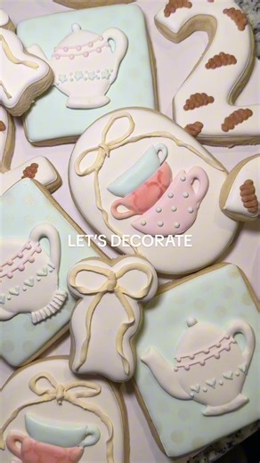 Decorating Birthday Cookies: Tea for Two Theme
