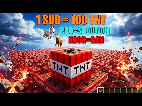 Making 100000 TNT pyramid in minecraft 💥| 1 sub = 100 tnt🤯