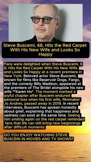 Steve Buscemi Appears Happier With New Wife #stevebuscemi #hollywoodnews #celebritylife #viral #news