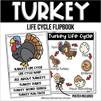 Life Cycle of a Turkey Flipbook and Science Anchor Chart Poster, 2nd Grade