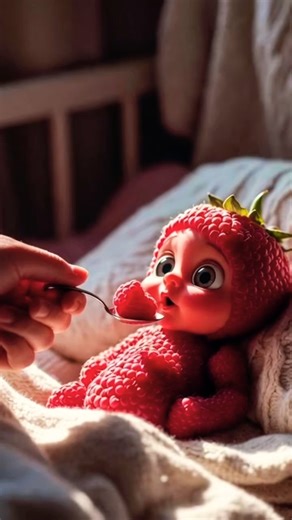 Cute Raspberry Baby Eating Jelly 😍🍓 | Most Satisfying AI Animation #trending #cutebaby