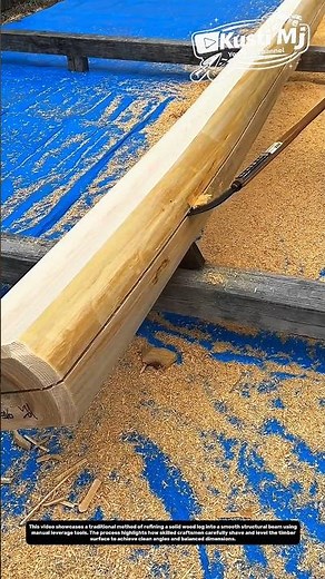 Handcrafted Log Refinement Technique – Traditional Beam Finishing with Precision Tools.