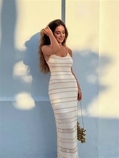 Women's Sexy Backless Halter Maxi Dress, Sheer Beach Cover Up Vacation | SHEIN