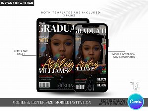 DIY Magazine Graduation Invitation Template, Editable Photo Announcement, Digital Invitation, Modern Graduation Electronic Invite - Etsy