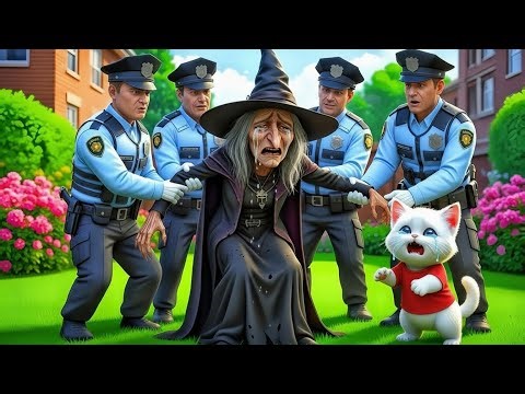 😱OMG🐾 Witch Woman Sneaks Into Kitten’s House But the Police Arrive! | Cat Story 🎅🔥