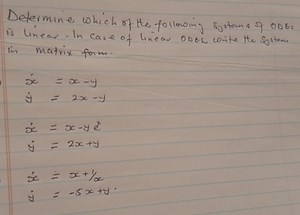 Determine which of the following systems of ODEs is linear. In ... | Filo