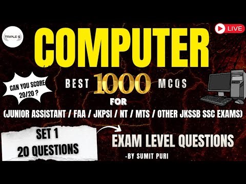 Computer Set 1 || Can you Score 20/20 ? || Best 1000+Important MCQS / PYQS for All JKSSB SSC Exams