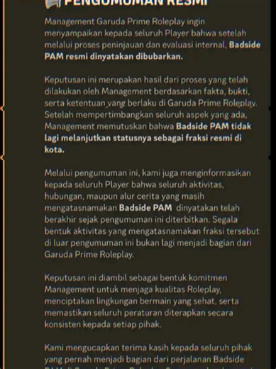 dikocil ae dibubarin gara