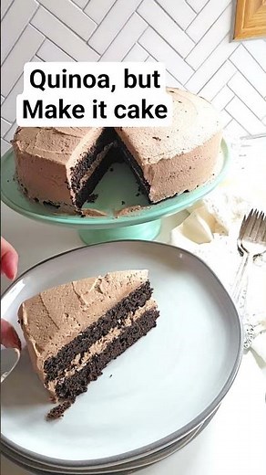 Quinoa Chocolate Cake-made with cooked quinoa instead of flour and topped with whipped ganache 😍