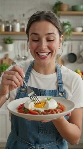 Creamy Burrata with Burst Tomatoes & Runny Egg | Easy Gourmet Recipe 🍅🍳