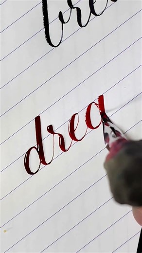 Writing “dream” in Red Ink | Soft and Satisfying Calligraphy ❤️ #calligraphy #satisfying #lettering