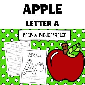 Letter A Tracing Worksheet Apple PreK Kindergarten