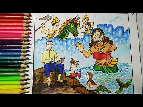 วาดภาพพระอภัยมณี วันสุนทรภู่ How to draw Phra Aphai Mani #2