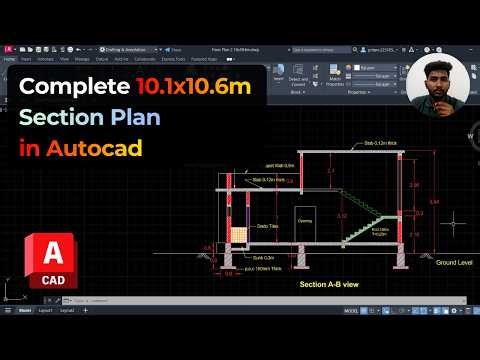 10.1×10.6 House Section Drawing in AutoCAD | Complete Section Plan Tutorial