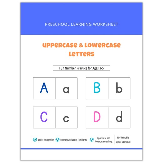 Uppercase Lowercase Matching Worksheet | Alphabet Match Printable | Preschool Letter Recognition Activity - Etsy