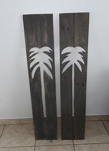 Handmade Wooden Shutters With Palm Tree: Coastal Farmhouse Decor (set of Two) - Etsy UK