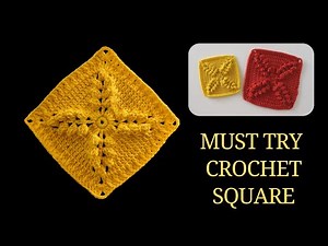 This design has unique beauty😍Embossed leaf Crochet square👉Tutorial for Beginners ‪@sara1111‬