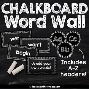Editable Chalkboard Word Wall Classroom Decor ABC Letters
