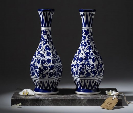 Hand-painted Blue Floral Ceramic Vases: Artisan Home Decor Handmade Valentine's Gift - Etsy