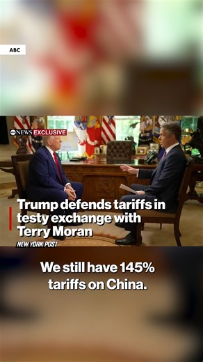 President Trump and ABC News anchor Terry Moran got into a heated debate over tariffs during their one-on-one sit-down to mark the commander-in-chief’s first 100 days back in the White House. | New York Post