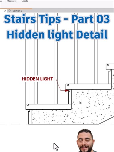 Stairs Tips in Revit - Part 04 | Stair Hidden Light Detail #RevitFamilies #RevitTips #BIM #revitfamilies #EslamBIMX #InteriorDesign #Revit