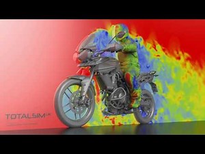 CFD simulation of wind buffeting on a Triumph Motorbike by TotalSim.