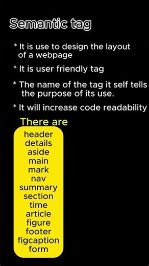 what is semantics tag in HTML? #coding #frontendcourse