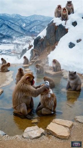 Monkeys Relaxing in a Hot Spring 🐒♨️ #asmr