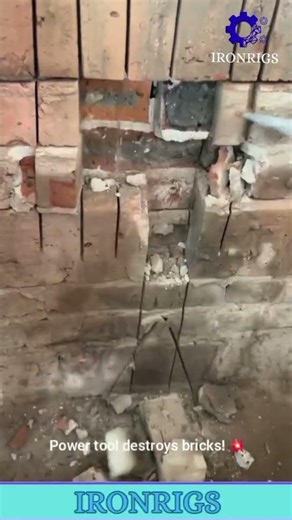 Watch this crazy drill shatter an old brick wall! 🚀 #DemolitionFun