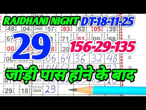 Rajdhani night Today 18-11-25 Rajdhani night Chart Satta Matka Fix Open & Jodi RR king matka Rk