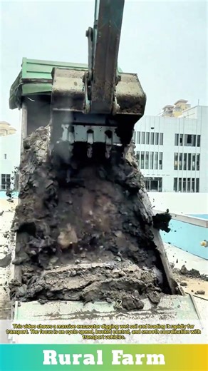Massive Excavator Digging Mud Construction Site: Logistics High-Speed Mud Transport with a Digger
