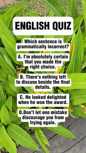 Test your grammar skills! Read the sentences carefully and see if you can spot which one is incorrect. Pay close attention to word choices—they can be tricky! #grammar #English #learnenglish #fblifestyle | Learn English