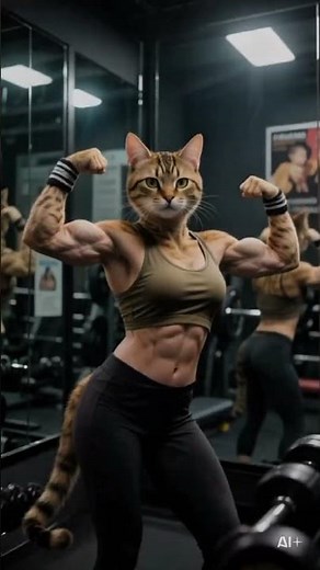 Strong Gym Cat 💪🐱 | AI Fitness Cat Workout Motivation #cat #shorts