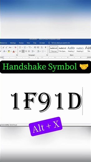 Word mein handshake symbol kaise banate hain🤝#symbols #shortcutkey #wordsymbols #shorts#computer
