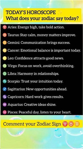 Today’s Horoscope is here ✨Check what the stars have planned for your zodiac sign#astrology #zodiac
