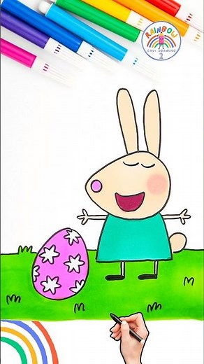 Rebecca Rabbit Drawing | Draw Rebecca Rabbit Peppa at Easter 🌈🐽 #peppapig #shorts #forkids #easter