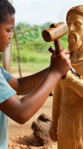 Boy sculpturing image of Jesus #jesus #shorts #faith