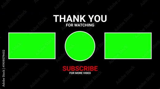 End screen youtube outro slide thanking viewers for watching videos. Best for youtube channels and content creators to show appreciation.