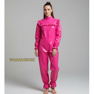 Pink Shiny Romper – PVC Faux Leather Jumpsuit - Etsy