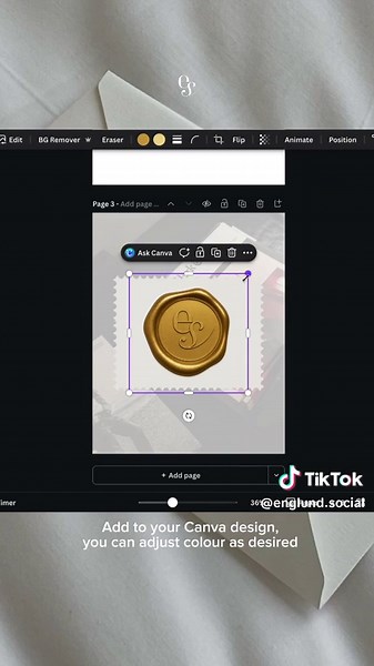 How to make these easy custom wax stamp seals (for free)! A nice branded touch for your graphics 💌 #canvatutorial #canvahack #designtutorial #marketing #socialmediatips