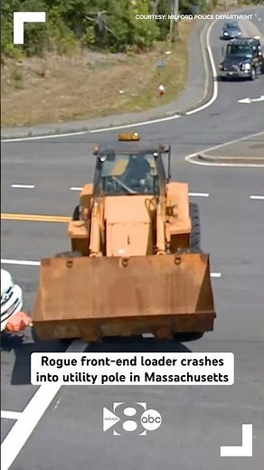 Rogue front-end loader crashes into utility pole in Massachusetts
