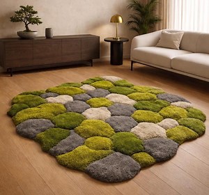 Nature Inspired Tufted Moss Rug | Handcrafted Green Area Rug, Floor Carpet | Organic Textured Decor for Living Room, Nursery Entryway Rug - Etsy