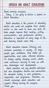 Speech on Adult Education in English