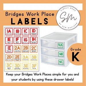 Kindergarten Bridges Work Place Labels