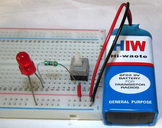 Push ON Push OFF Button LED Circuit