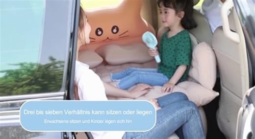 Ergocar Auto Luftmatratze Glückliche Katze Aufblasbare Matratze mit Pumpe Air Bett Camping Auto Kissen für Reisen Camping Hinterhof Strand (Beige)