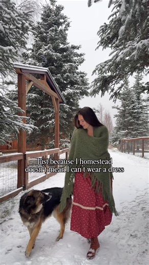 The Wilds | An Alaskan Homestead Experience on Instagram: "Just because we live off-grid doesn’t mean I’ve forgotten how to be feminine ✨ Once, I stopped for gas for our generator and a man smiled and said, “She lives off grid, and she’s in a dress!” He meant it kindly, but it reminded me how often people think femininity and grit can’t coexist. Out here, I get to be both. I’ll gladly haul wood in a prairie dress, channeling my inner Laura Ingalls Wilder. I’ll layer up in leggings and long johns