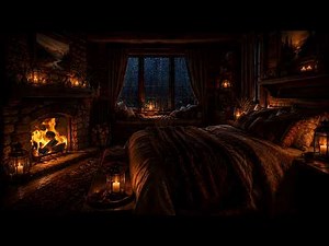Cozy Rain & Thunder Sounds ⛈️🔥 Crackling Fireplace Bedroom for Deep Sleep & Relaxation (No Ads)